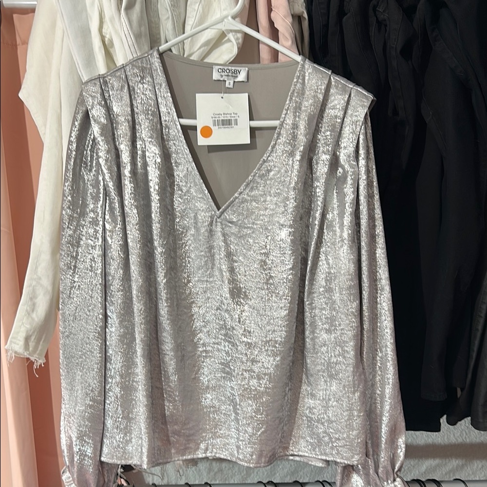 crosby. Metallic Silver Blouse